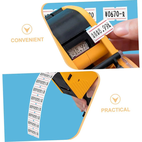Person using price marker with Pricing Label Stickers Paper in Bulk 10 Rolls 4000pcs Adhesive Retail Price Tags for Price Marker Machines