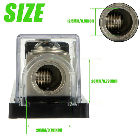 0 2 4 Gauge AWG Inline ANL Fuse Holder With 500 Amp Fuse Easy Install No Terminals Needed Transparent Cover Shows Status Beefy Zinc Alloy Blade Fuse For Strong Conductivity Heat Resistant Auto Audio Power System. Size view, 20mm holder