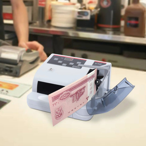 Portable Money Counter Machine With LED Display And Auxiliary Bracket Hands Free Operation on counter counting bills