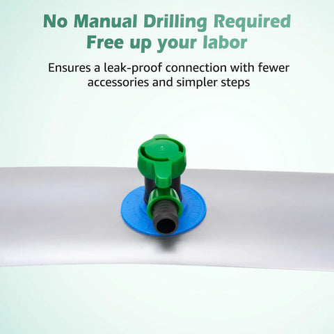 65 Foot Pre Drilled Drip Irrigation Tubing With Sixteen Inch Spaced Holes And Connectors Two And A Half Inch Diameter Compatible