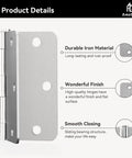 Top Shelf Interior Door Hinges In Brushed Nickel With Rounded Corners Solid Iron Residential Hardware three-inch hinge close-up.