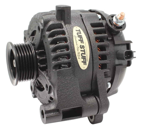 Beefy 250 Amp 12V External Regulator Alternator With 6 Rib Serpentine Pulley, Black Wrinkle Finish, Heavy Duty Upgrade for Jeep Wrangler JK 2012 to 2018