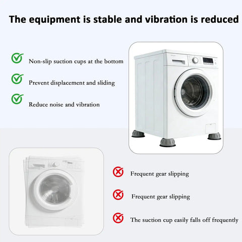 Anti Vibration Pads For Washer And Dryer Dampening Vibration And Noise Stop Washing Machine Walking During Spin Shock Absorber Stabilizer Feet With Suction Cups For Appliances Laundry Room Upgrade
