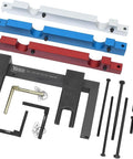 Pro Grade Timing Vanos Camshaft Alignment Locking Tool Kit For BMW 2.5 3.0 N51 N52 N53 N54 N55 S55 Engines Including 3 Series 328i Crankshaft Flywheel Alignment Tool, includes various metal tools.