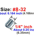 Close-up of 50-Piece 8-32 X 1/4 Inch Stainless Steel Allen Head Set Screws With 5/64 Inch Allen Wrench showing size.