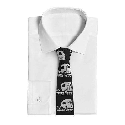 Men's Necktie Premium Fabric Business Formal Tie for Weddings Office Parties, 100 Percent Polyester, featuring RV design on white shirt.