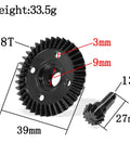Beefed Up Hardened Steel Front And Rear Ring Gear Set 38T Pinion 13T 32P Bevel Gear For 1 10 Scale RC RBX10 RYFT Upgrade Axles