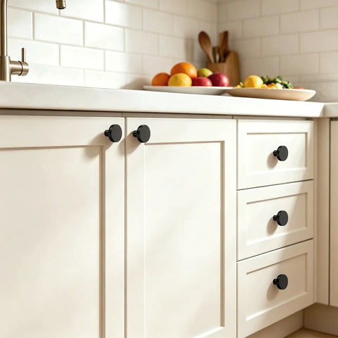 Top Tier Heavy Duty Black Cabinet Knobs Slick Round Handles For Kitchen Cupboards And Drawers Solid Zinc Alloy Hardware Built Tough Quick Install Hassle Free Setup Dependable Twenty Pack Bundle on cabinet doors.