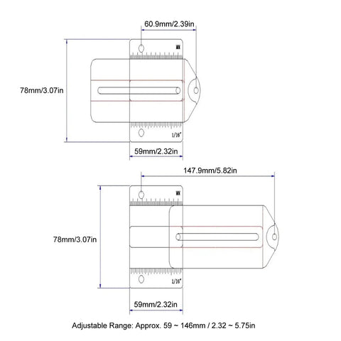Dimensions diagram of Extended Thin Rip Jig For Table Saws, Band Saws, And Router Tables For Repeat Narrow Strip Cuts
