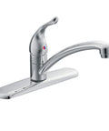 Chrome One Handle Low Arc Kitchen Faucet for 1 or 3 Hole Sinks with Optional Deck Plate, Easy Single Lever Water Control, Modern Design