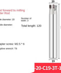 High Efficiency CNC Milling Cutter Rod For Deep Fast Feed And Superior Material Removal, 120mm length, 20mm blade diameter.