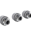 Rock Solid Liquid Tight Conduit Connectors 1 Inch Npt Nylon 6 Electrical Fittings For Outdoor Wiring in grey color, 3 pack.