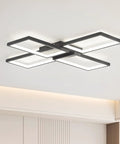 Black Square LED Ceiling Light Flush Mount for Dining Room Living Room Kitchen, 33.07 Inch Geometric Modern Fixture, Cool White 6000K