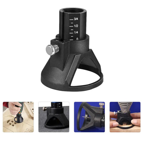 Two Pc Electric Grinding Locator Positioner Black Plastic Holds Bits For Precision Adjustment Plus Rotary Hole Finder With Depth Gauge For Easy Burr Sharpening On Your Dremel Tool Kit Today, front view of depth gauge.