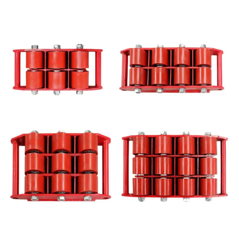 Heavy Duty Electric Load Moving Platform With Remote Control Equipment Transport Dolly Glides Like Butter Under Heavy Machinery Smooth Warehouse Cargo Rolling Adjustable Skates, red skates view.