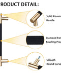 Five Inch Modern Black And Gold Aluminum Cabinet Pulls 12 Pack knurled diamond pattern detail and round curve