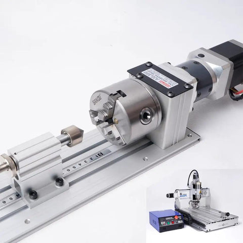 Heavy Duty 3 Axis Cnc Router 6040 Engraving Machine With A Kickass 2200 Watt Spindle And Hg20 Linear Rails on metal base with spindle close-up.