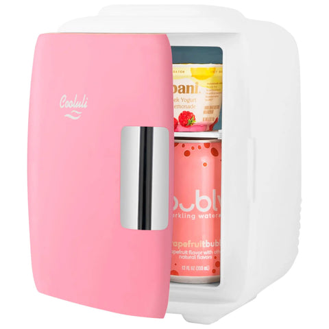 Dope Portable 4L Mini Fridge And Cooler Warmer For Bedroom, Car, Desk And Dorm Room, 6 Can Capacity, USB Power, 12V AC DC Ready, Pink Finish