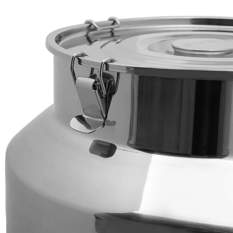 Built Tough Stainless Steel Food Storage Container With Airtight Silicone Seals And Secure Locking Clamps For Kitchen Pantry Organization And Keeping Rice Grains Fresh 12 Liter close-up of locking clamp