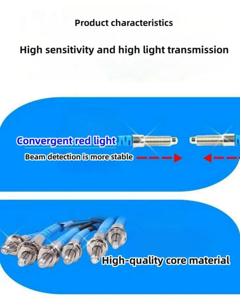 Pro Grade Diffuse Reflection Fiber Optic Sensor Probe For Industrial Automation, 2mm Fiber Core, high sensitivity, convergent light