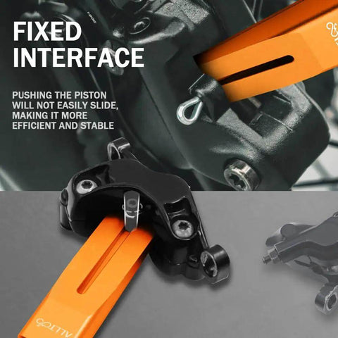 Pro Grade Brake Caliper Piston Press Tool For Hydraulic Disc Brakes showing precise piston alignment for SRAM and Shimano brands