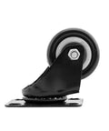 Swivel caster wheel side view, 1.5-inch black polyurethane wheel with top-plate mounting