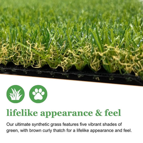 Close-up of Outdoor Dog Potty Grass With Drainage Hole Realistic Artificial Turf For Pets, showing lifelike shades of green.