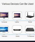 Various devices compatible with Flat Cat6 Ethernet Cable 90 Degree Up Or Down Angle RJ45 Patch Cord 10ft FTP Gigabit.