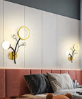 Top Shelf Modern Wall Sconce Packed With Crystal Trim And Slick Three Color Dimmable Lighting For Master Bedrooms Living Rooms And Hallways Wire Drawn Metal Body, showcasing elegant design in bedroom.