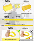 Comparison of GHB ladder set's smooth, thick, flexible material vs others' brittle, sharp rungs for agility training.