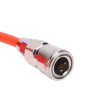 Close-up of No Sweat Quick Connect end of Hella Smooth Flex Eva Air Compressor Hose Featuring No Sweat Quick Connect Ends 33 Foot Oil Resistant Pneumatic Line.