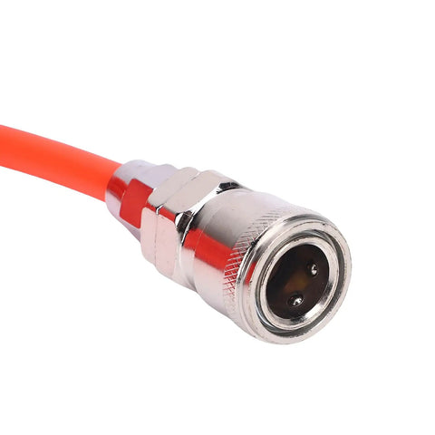 Close-up of No Sweat Quick Connect end of Hella Smooth Flex Eva Air Compressor Hose Featuring No Sweat Quick Connect Ends 33 Foot Oil Resistant Pneumatic Line.