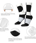 Upgrade Your Fit With Black And White Piano Grid Print Socks For Men And Women Moisture Wicking Polyester Crew Socks with elastic bands