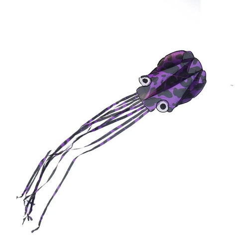 Purple octopus kite for all ages large frameless soft parafoil with long tail easy to fly for adults and kids perfect for beach park fun