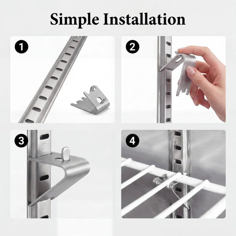 Installation of eight piece stainless steel refrigerator shelf clips replacement rack buckles for fridge freezer durable