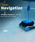 Nautilus CC Automatic Robotic Pool Cleaner with Wall Climbing Scrubber and Top Load Filter in pool, showing smart navigation.