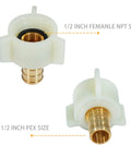 Four Pack PEX Fittings With Brass Swivel Adapters One Half Inch Female NPT Thread Crimp Fittings For PEX Tubing And RV Faucets DIY Friendly Install Works With Clamp Rings Or Copper Crimp Rings No Tools Needed, 1/2 in PEX