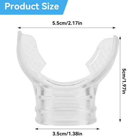 PVC Snorkel Mouthpiece Replacement For Regulators And Scuba Gear With Comfort Fit Lightweight And Durable Dive Mouthpiece Spare Part For Easy Breathing During Snorkeling And Deep Sea Adventures. Product dimensions shown.