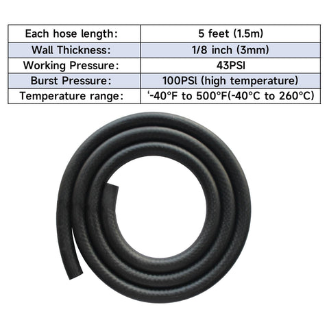 Silicone Vacuum Hose Kit For Automotive Use, Multi Size Silicone Vacuum Tubing 1/8 Inch To 3/8 Inch ID, 5 Feet, Durable 3mm Wall