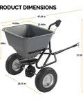 Dimensions of 110 Lb Tow Behind Fertilizer Broadcast Spreader With 10 Adjustable Drop Rate And 11.4 Inch Tire For Multi Terrain Lawn Care And Seed Spreading