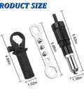 Cordless Car Rivet Gun Adapter Kit With Four Rivet Heads Power Drill Attachment For Auto Body Repairs Universal Tool Sizes Shown