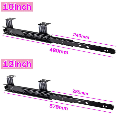 Heavy Duty Ball Bearing Drawer Slides For Cabinets And Keyboard Trays In 240mm Or 290mm Closed Length That Extend To 480mm Or 578mm, Supports Up To 40kg, Thickened Cold Rolled Steel With Rust Resistant Finish, Smooth Quiet Operation Built To Last. 10inch 240mm to 480mm slide