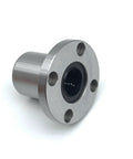 Lmf20uu Linear Bearing Round Flange Bushing 20mm Id 32mm Od 42mm Long shown from a side angle on white background.