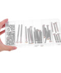 49 Piece M6 and 40-80mm Hex Socket Screws and Barrel Nuts Set for Furniture Repair shown in storage box