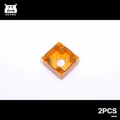 Yellow base for Red Mushroom Emergency Stop Push Button Switch 22mm CNC DPST Latching E Stop, square design, 2 pack.