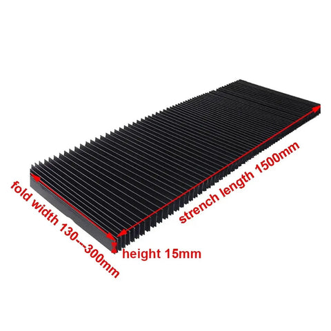 Flexible Dust Cover for CNC Milling Machines Built Tough and Waterproof, 1.5m by 15mm Accordion Bellows Guard shown