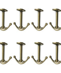 Two Prong Ceiling Hooks Set In Bronze Finish, Heavy Duty Zinc Alloy Construction, Pack Of 8, front view