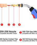 Top Notch Zinger MIG Welding Gun Torch Stinger Direct Swap For Miller M25 with 200-258 Nozzle and 169-728 Gas Diffuser