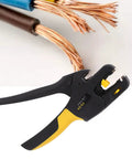 Automatic Wire Stripper With Rock Hard Abs Handle Strips Awg 7 To 26 Conductor Cable Smooth Quick Release Jaw with exposed wires.