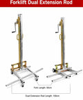 Forklift dual extension rod with 100cm rod length and 50cm fork length for material lifting tasks.